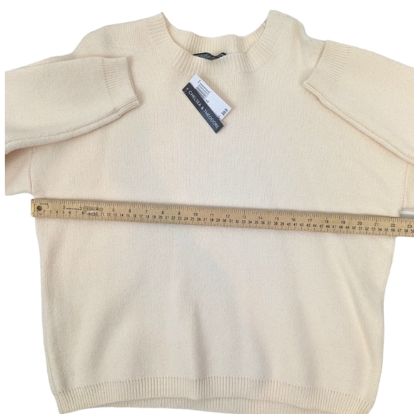 Chelsea and Theodore Crew Neck Sweater Pullover Ivory Off White Womens XL - Picture 8 of 9